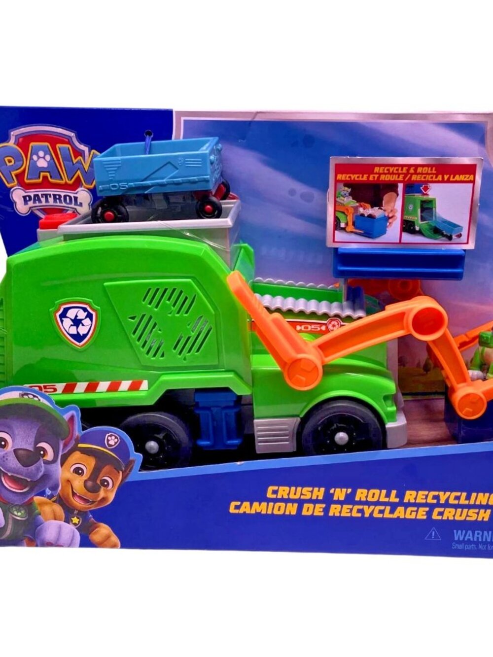 Paw Patrol Crush N Roll Recycling Truck Rocky Vehicle - New / Sealed